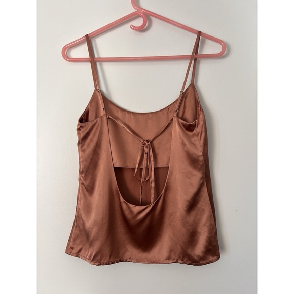 Reformation Women 100% Silk Camisole Sleeveless Copper Low Back Size S - Picture 2 of 4